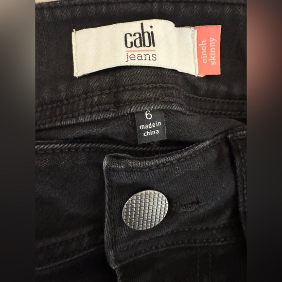 CAbi Woman’s “Cinch Skinny” Black Denim Jeans 3748 Size 6 - Picture 4 of 5